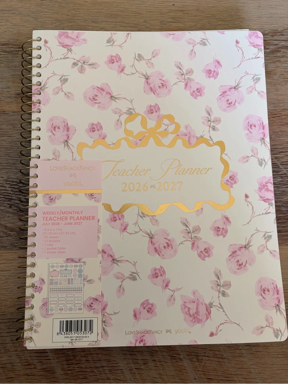 LoveShackFancy Pink Floral Teacher Planner 2026-2027